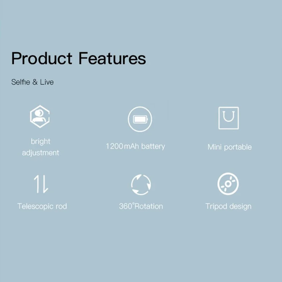 WIRELESS RING LIGHT SELFIE STICK - YESIDO SF12