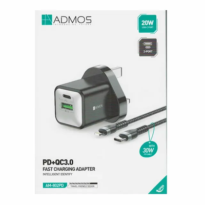 ADMOS 20W PD+QC 3.0 FAST CHARGING ADAPTER