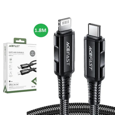 CABLE FOR IPHONE,IPAD,IPOD USB-C TO LIGHTNING 1.8M NYLON- ACEFAST C4-01