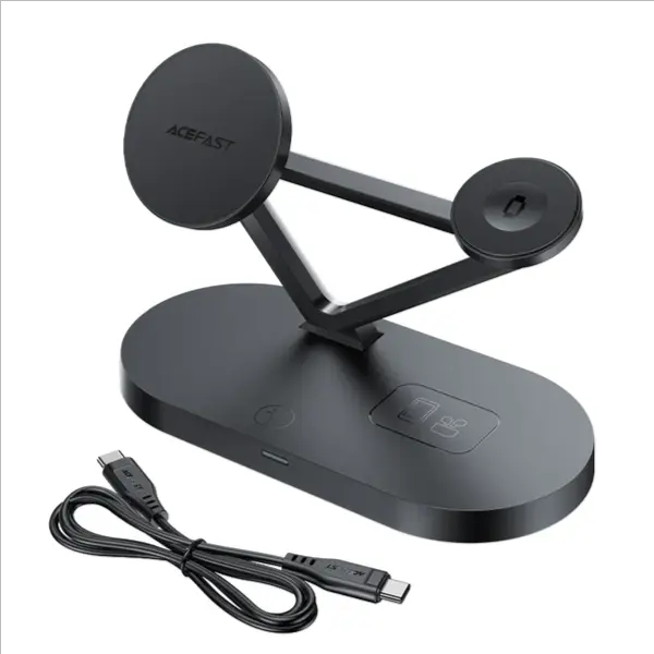 DESKTOP CHARGING STAND,THREE WIRELESS CHARGING AREAS FOR PHONES WATCH AND HEADSET-ACEFAST E9