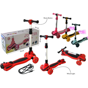 SKATE SCOOTER FOR KIDS ROCKET WITH SMOKE, LIGHTS, MUSIC - PINK ZJ1701-123