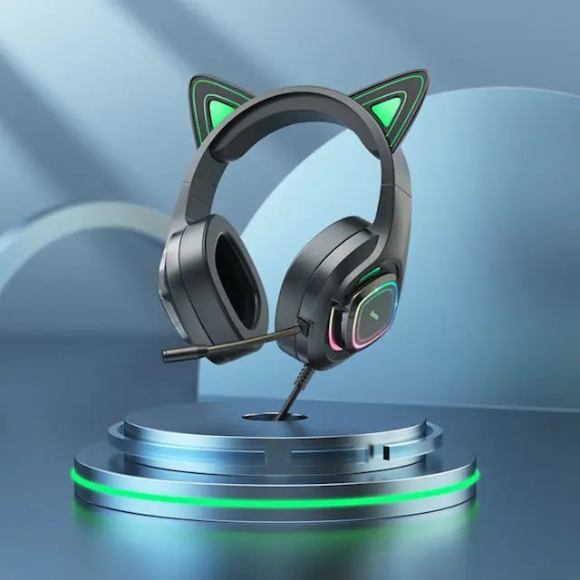 GAMING HEADSET - CAT EAR HOCO W107 (LED COLORFUL LIGHT)