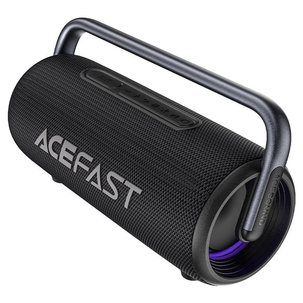 ACEFAST K2 Pro wireless speaker with RGB lighting, 4 speaker units, and 9600mAh battery for powerful 360° sound.