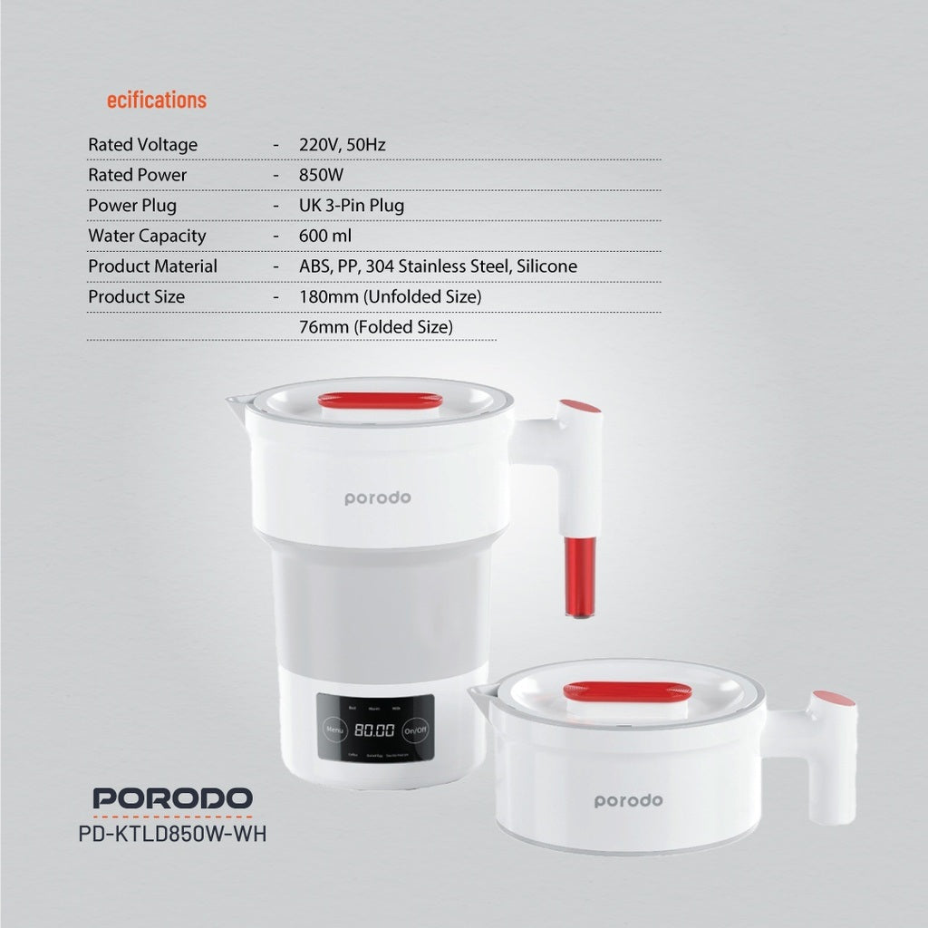 Close-up of digital screen on Porodo portable kettle