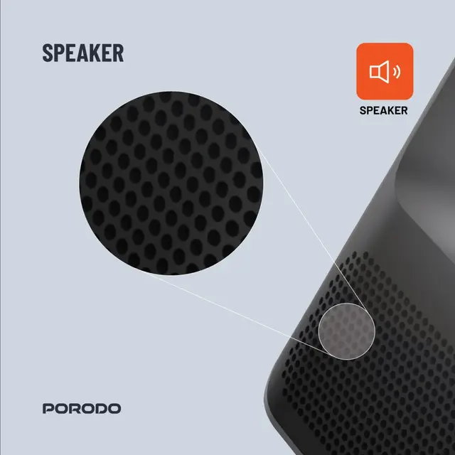 Full HD Portable Android Projector (Built-in Battery 2600mah, Up to 70 min Playtime) Porodo 0326