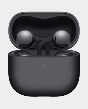 Sleek black HUAWEI FreeClip 2 earbuds featuring the innovative C-bridge design and an open-ear fit  سماعات HUAWEI FreeClip 2 باللون الأسود الأنيق، تتميز بتصميم جسر C المبتكر وتصميم الأذن المفتوحة.