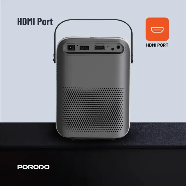 Full HD Portable Android Projector (Built-in Battery 2600mah, Up to 70 min Playtime) Porodo 0326